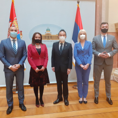 14 April 2021 The members of the Parliamentary Friendship Group with Japan with the Ambassador of Japan to Serbia H.E. Takahiko Katsumata